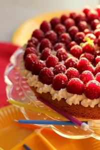 » Tarte aux framboises sur palet breton et chantilly de mascarpone