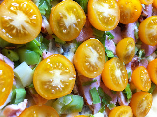 » Tarte gorgonzola-poireau-rôti de porc-tomate